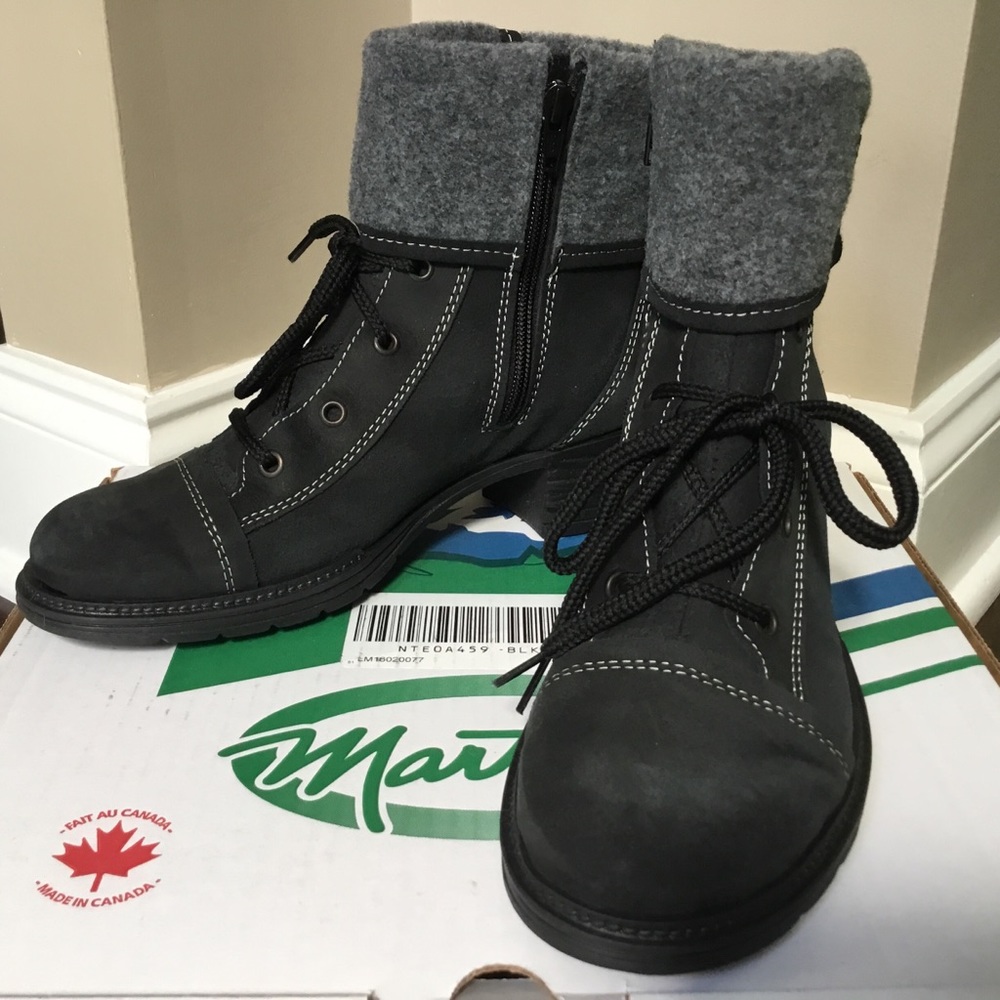 Lk New$250 MARTINO black/gray wool combat boot 8 M